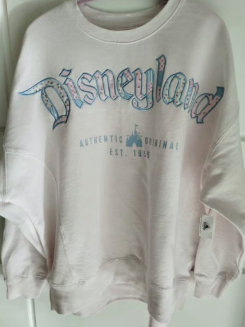 NWT 2026 Disneyland Patchwork Sweatshirt Pink